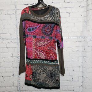 Aldo Martin’s designer Multi-colored Sweater Tunic Colorful Paisley NWT …
